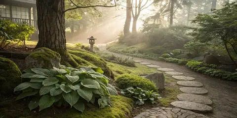 person peacefully tending plants in calm garden