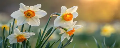 yellow daffodils blooming in sunny garden