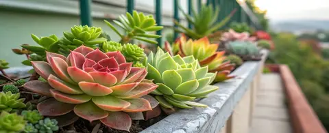 stylish succulent arrangement on balcony