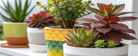 creative containers with flowering plants on balcony