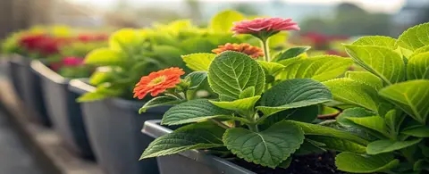 watering can pouring water on garden plants