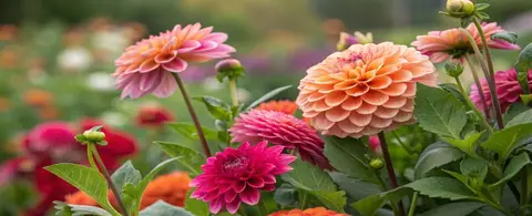 colorful blooming flowers in home garden