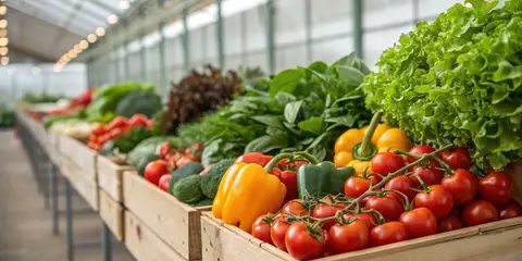 fresh vegetables growing in indoor containers near window